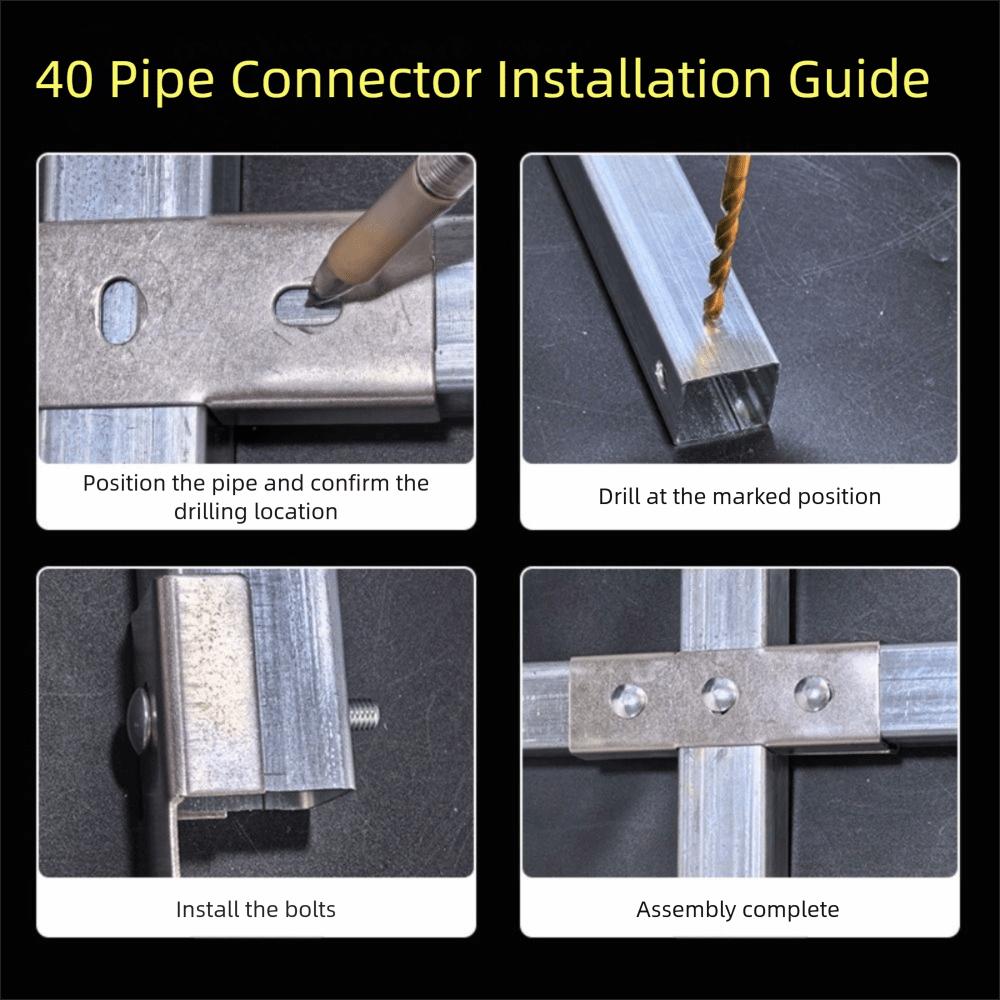 40*40mm Square Tube Connector solderless galvanizing Pipe Fixed Joint carbon steel Fixed Pipe Clamp Clip Fastener Storage Rack