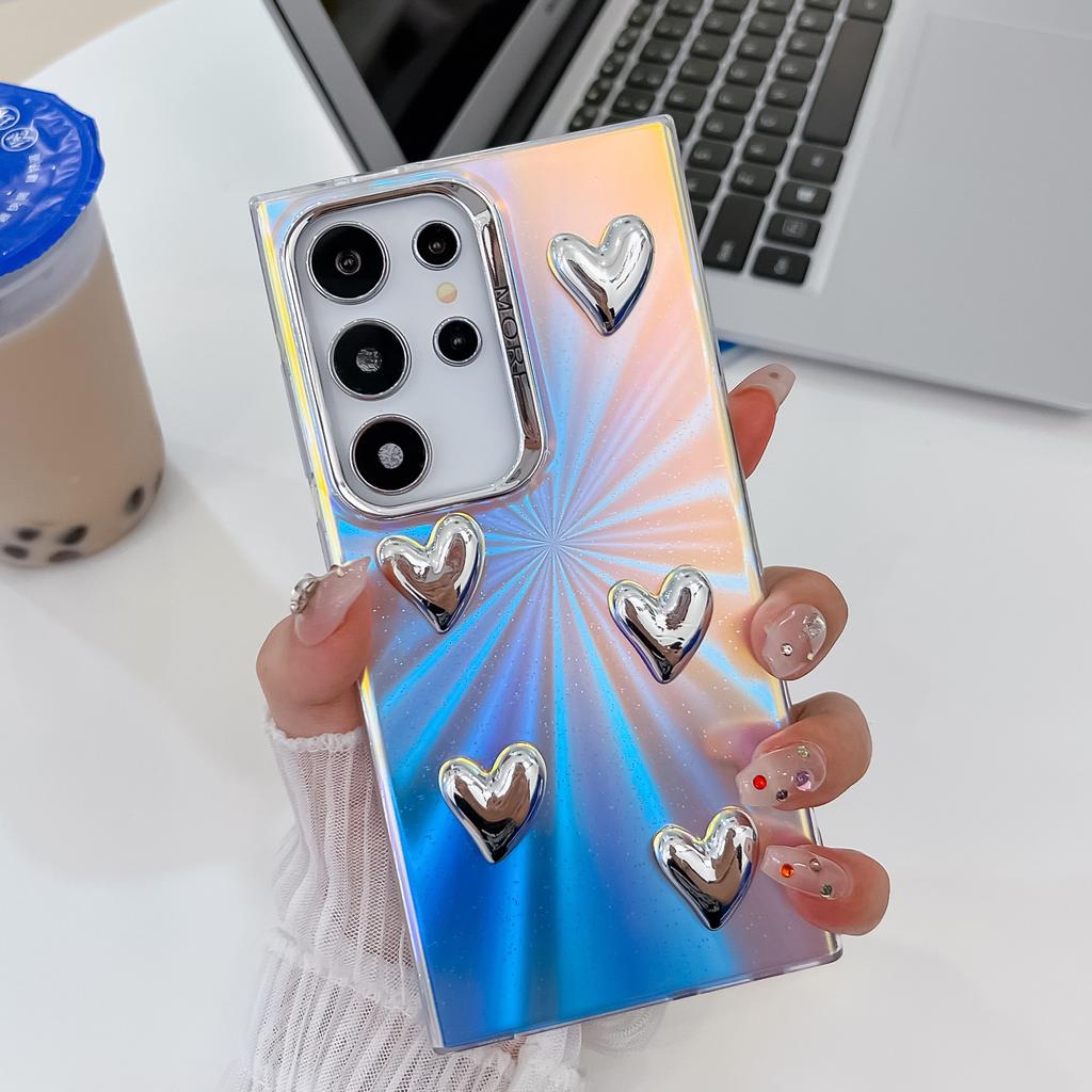 Electroplating Laser Suitable for Samsung S25ultra Mobile Phone Case Three-dimensional DIY Love S24Plus Premium A56
