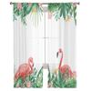Tropische Pflanze Flamingo Palmenblatt Fenster Vorhänge Für Wohnzimmer Schlafzimmer Küche Chiffon Transparent Fensterdekoration