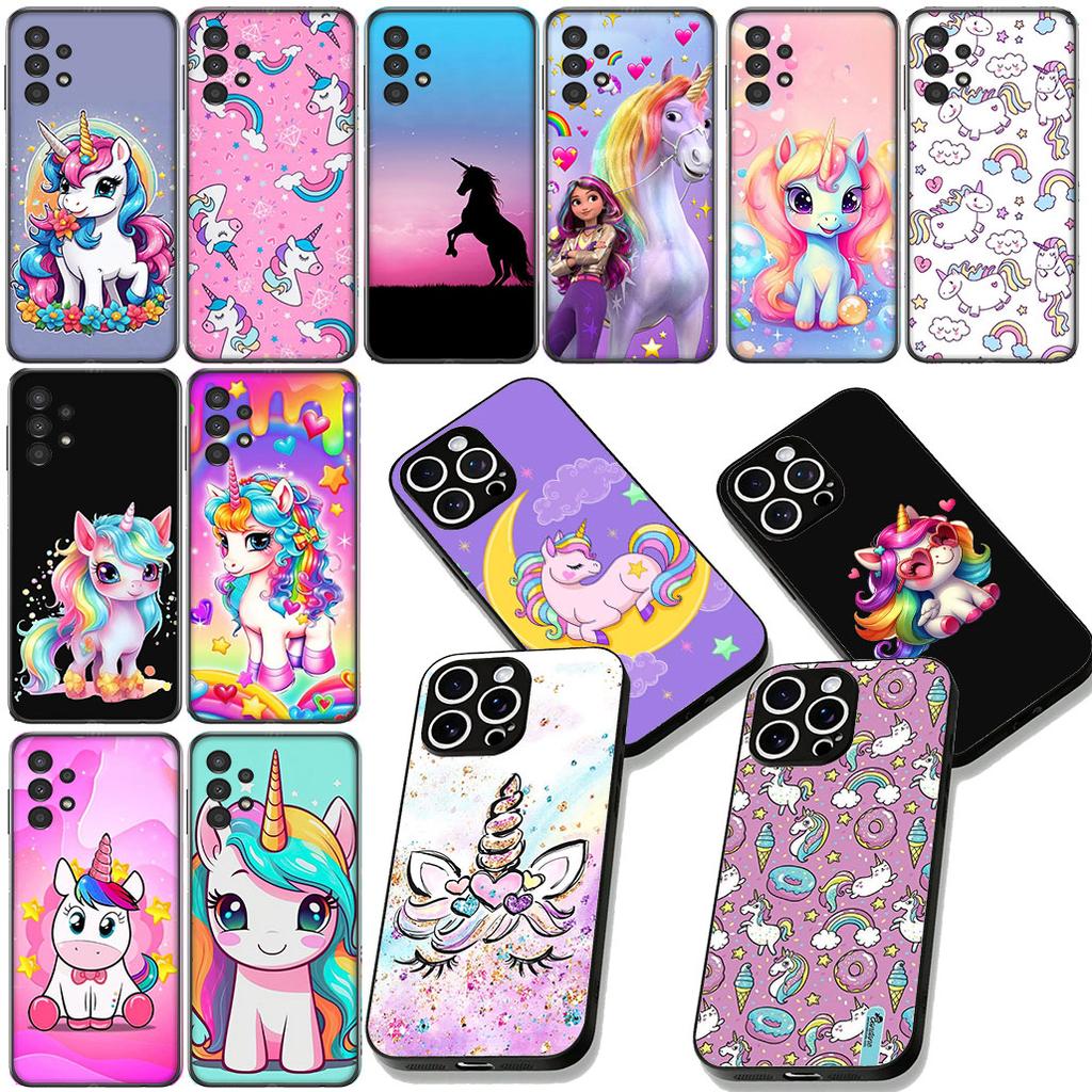 Rainbow Unicorn Anime Cartoon Horse Casing Cover for Samsung Galaxy S25 Edge S24 S23 FE Plus Ultra A16 A15 A55 A57 5G Phone Case