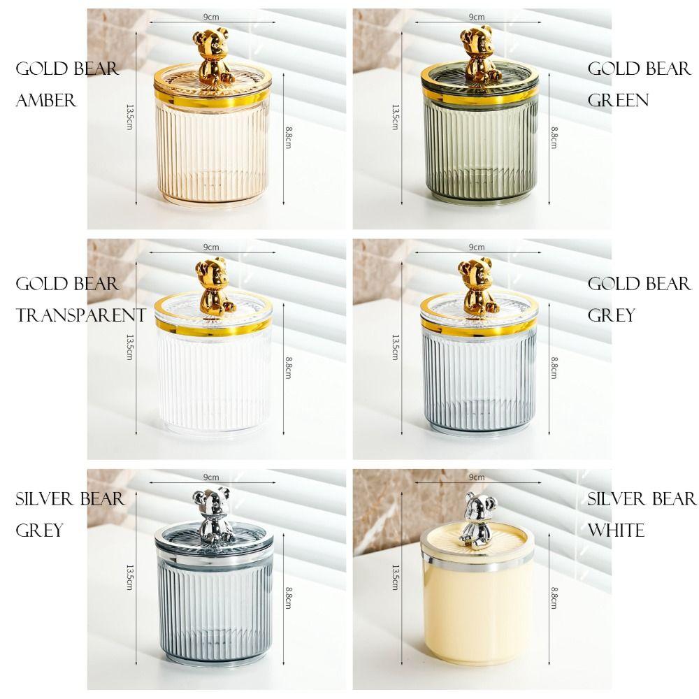 Organizer Cute Bear Cotton Balls Dispenser Box Toothpick Container Q-tip Holder Swab Canisters