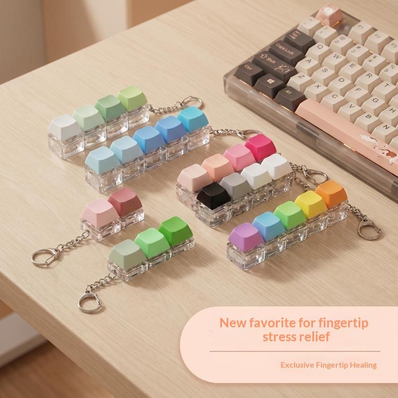 4-Button Keycaps Keyboard Fidget Keychain Stress Relief Fidget Clicker Toy Decompression Toy Bag Pendant