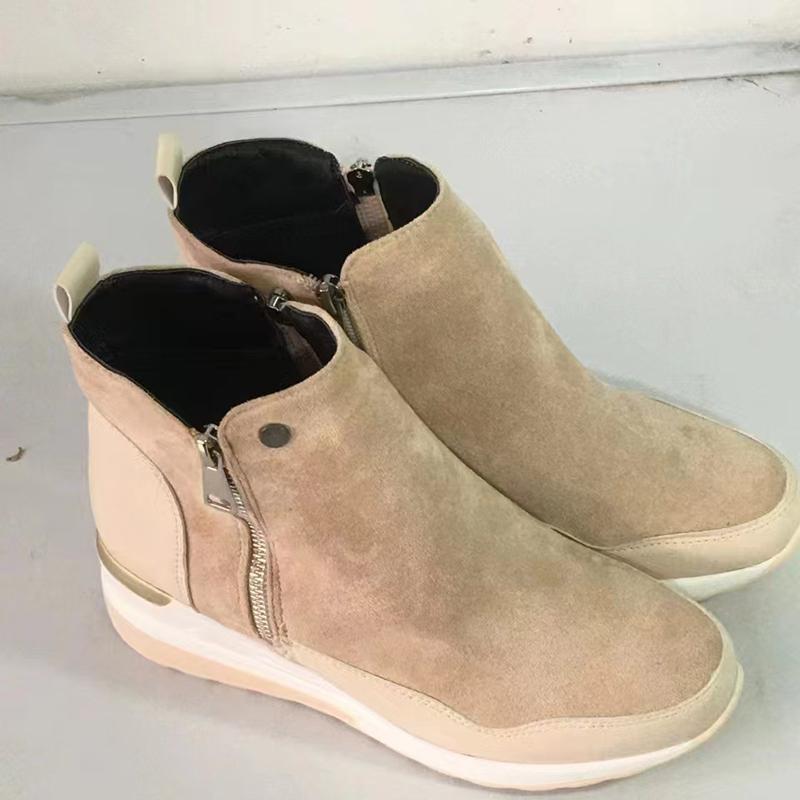 Women Wedge Snow Boots Fashion Autumn Winter Zipper Warm Plush Solid Platforms Korean Casual Short Ankle Boots Cotten Shoes
