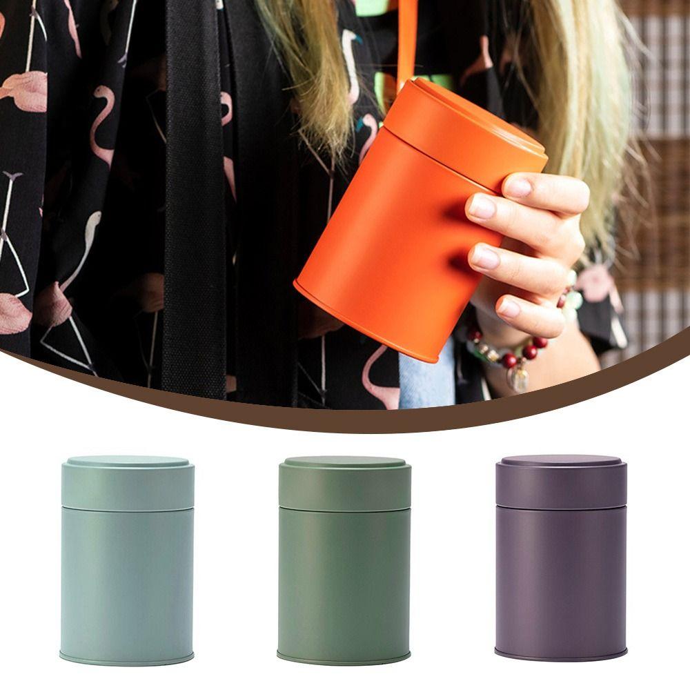 Round Tea Jar Tinplate Coffee Bean Storage Box Hiqh Quality Sealed Tea Can  for Home&Travel