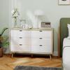 Storage Cabinet, Chest of Drawers with 6 Drawers and 5 Legs for Bedroom, High Gloss White