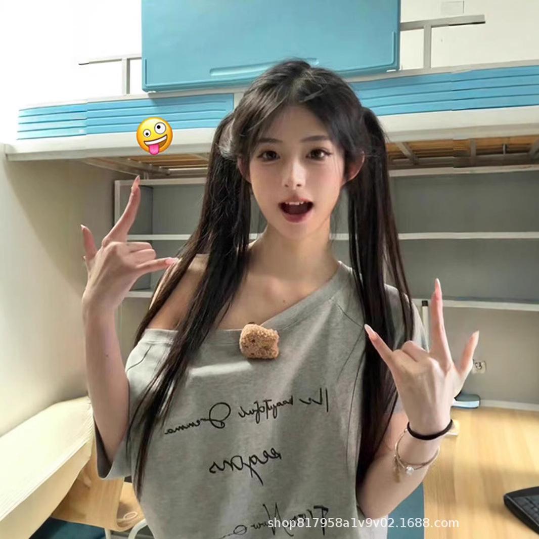 

2025 Серый Топ с открытыми плечами, с короткими рукавами, женский, приталенный, повседневный, летний Large серый