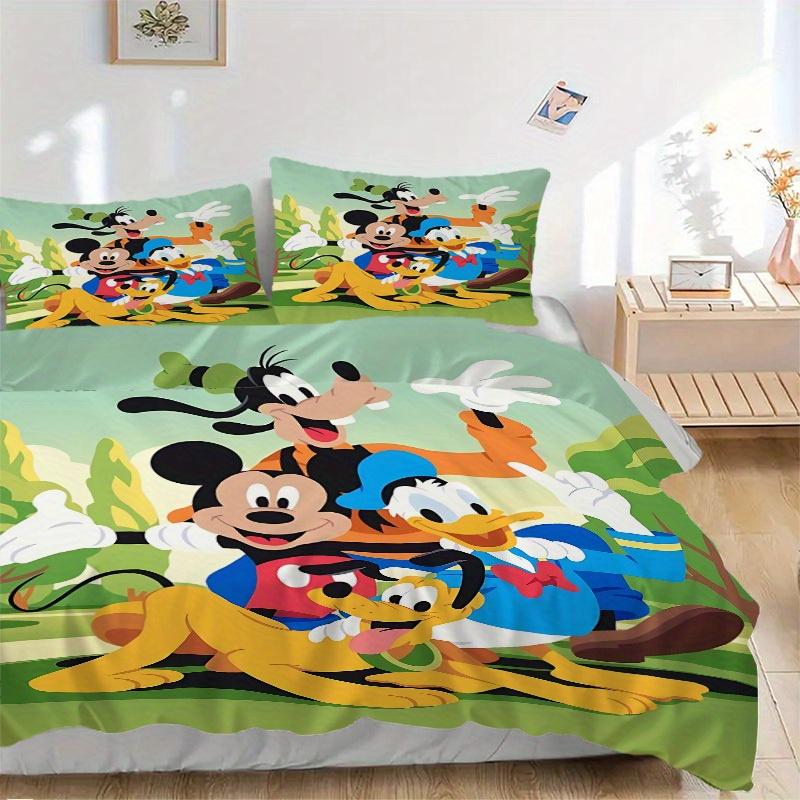 3pcs Mickey Mouse Pluto 1 Cover+2 Pillowcases, Pillow Inserts Not Included, Machine Washable, All-Season Use, Teen and Adult Rooms128
