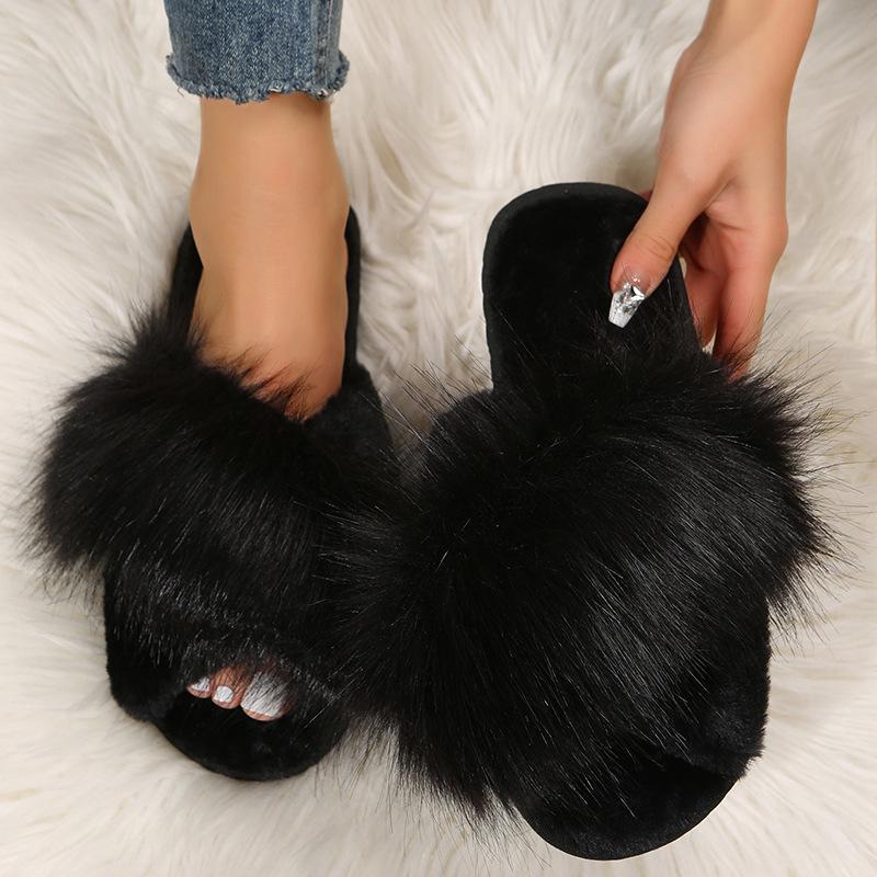 

Женские пушистые тапочки-крестики - Большой размер, Для дома/улицы, Теплые для осени/зимы 36-37