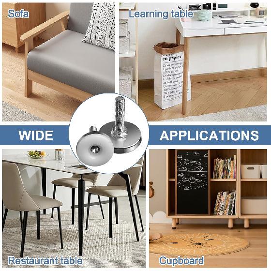 20 Pack Adjustable Leveling Feet, M6/M8/M10 Furniture Levelers, Heavy Duty Furniture Leveling Feet Metal Furniture Leveling Table Legs Screw for