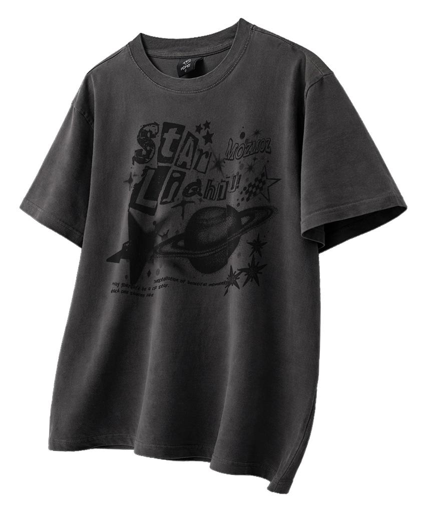MOZMOZ Starlight Pigment Oversized Short Sleeve T-Shirt Charcoal