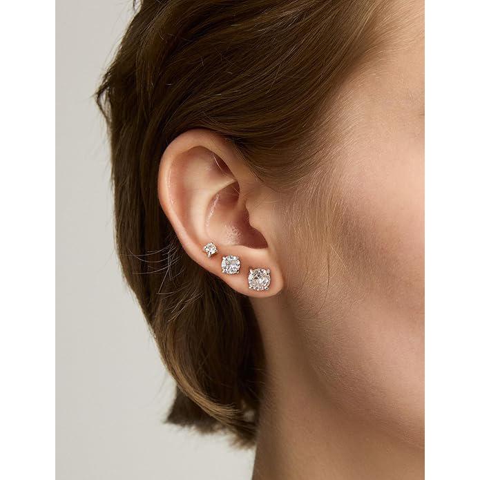 Kolip 6 Pairs Stud Earrings Set, 316L Earrings Stainless Steel CZ Earrings 3-8mm