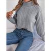 Suéter de Punto de Cuello Alto Casual de Manga Larga para Otoño e Invierno para Mujer