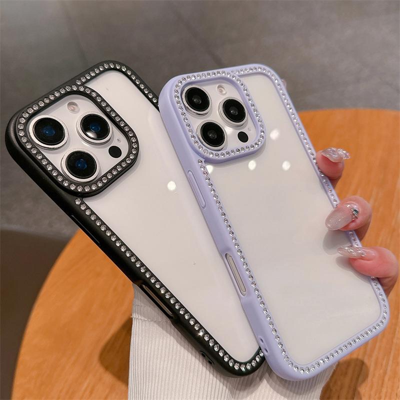 Sparkly Glitter Diamond Cases For iPhone 16 13 12 11 Pro Max Clear Rhinestones Phone Case For iPhone 15 14 Pro Max 16 Plus Cover