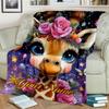 1PC Custom Name Giraffe Dreams Stars Flannel Blanket Versatile, All-season Throw Suitable for the Living Room, Bedroom, Camping, Travel, and Gift