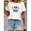 Women's Mama Letter Print Tee Crew Neck Short Sleeve Casual Top