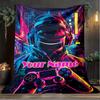 1PC Custom Name Cyberpunk Profile outdooor Flannel blankets Patterns Throw Blanket All-Season Soft Gift for Couch, Bed, Camping gifts