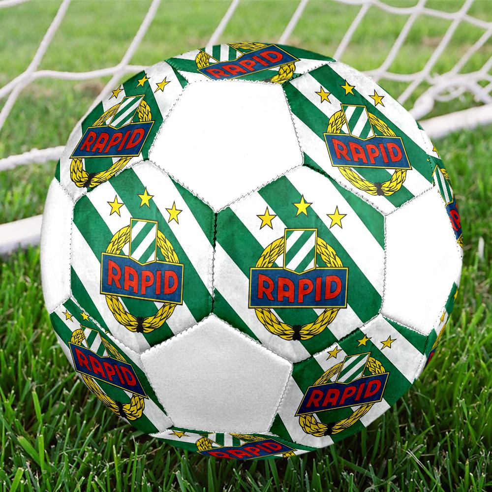 Rapid Wien Soccer Ball, Colorful, Suitable for All Ages, Machine-stitched, PVC Material, Competition Grade, Durable and High Bounce