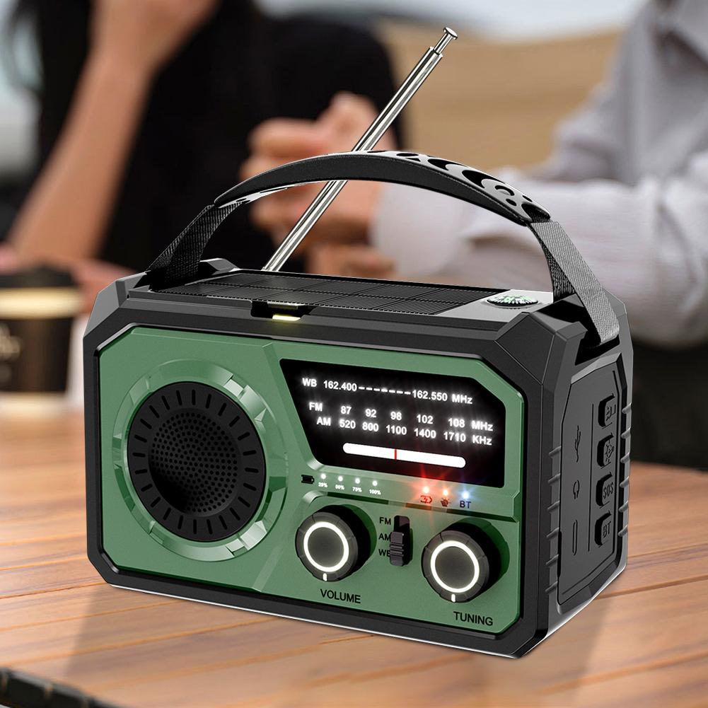 16000mAh AM/FM/WB NOAA Radio Emergency Weather Radio Hand Crank/Solar Charging Survival Radio with LED Flashlight for Outdoor