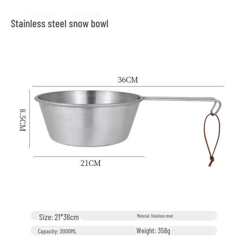 

Large Stackable Stainless Steel Camping Snow Bowl for Cooking Rice 2000ML