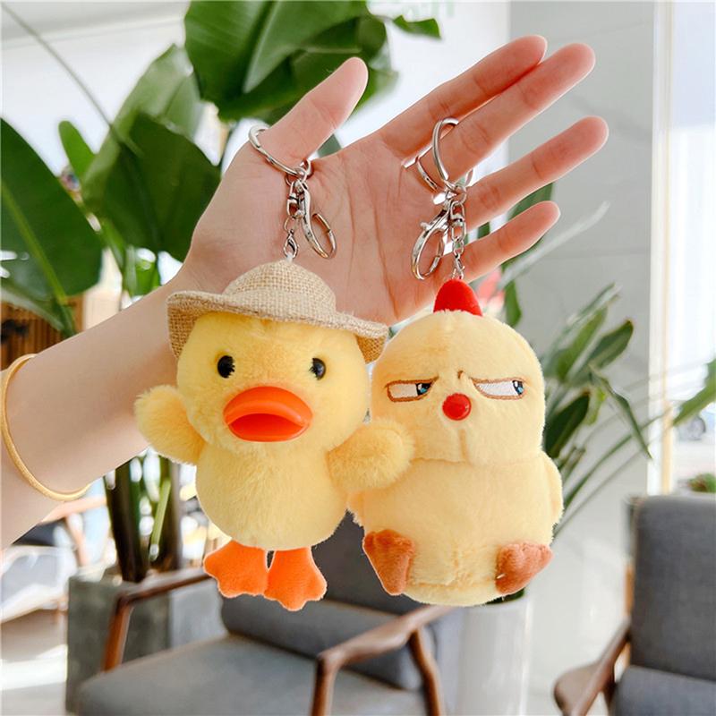 Plush Keychain Duck And Chicken Kawaii Plushie Cute Things Charms For Backpacks Soft Toys Gifts Decor