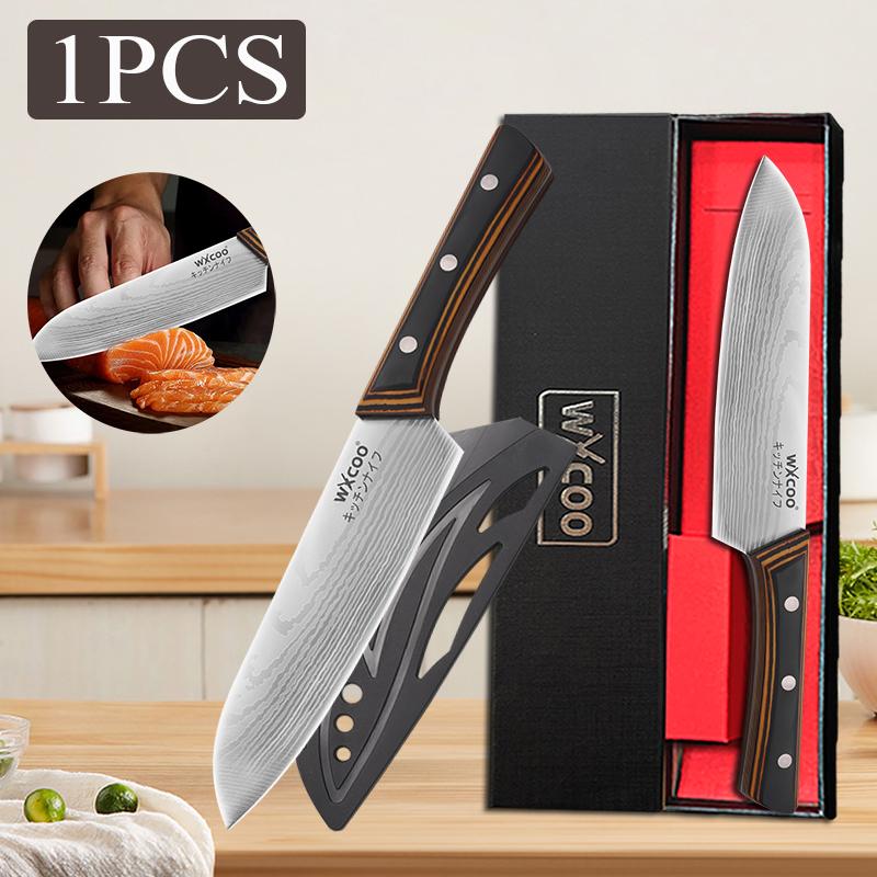 WXCOO 4" Japanese Fruit Knife  with Gift Box Sharp Blade Kitchen Chef Knife Ergonomic Wood Handle Stainless Steel Santoku Knives