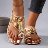 Large size summer new outer slippers cover toe print flat heel cool slippers