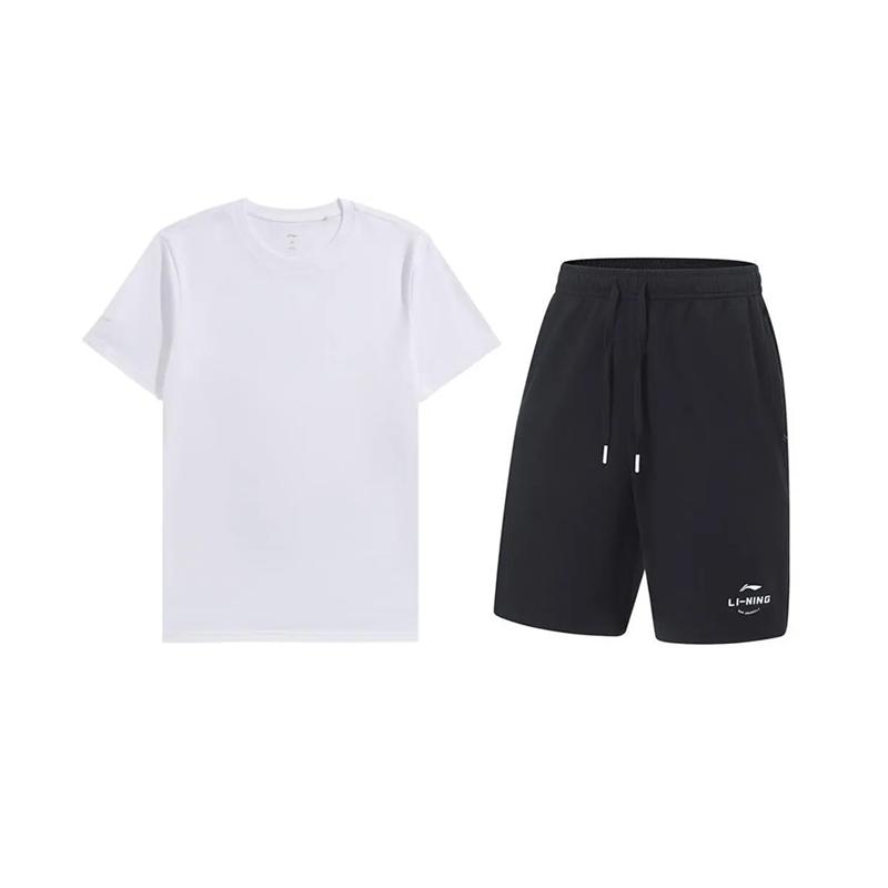 

Li-Ning Пуловер с круглым вырезом Простой Удобный Универсальный Легкий Повседневный Спортивный костюм для улицы Унисекс костюм AHSUA49-1+AKST543-3 3XL