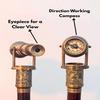 Engraved Brass Walking Cane with Telescope Compass Steampunk Dollond London 1920 Replica Victorian Handmade Cane, Perfect for Gift