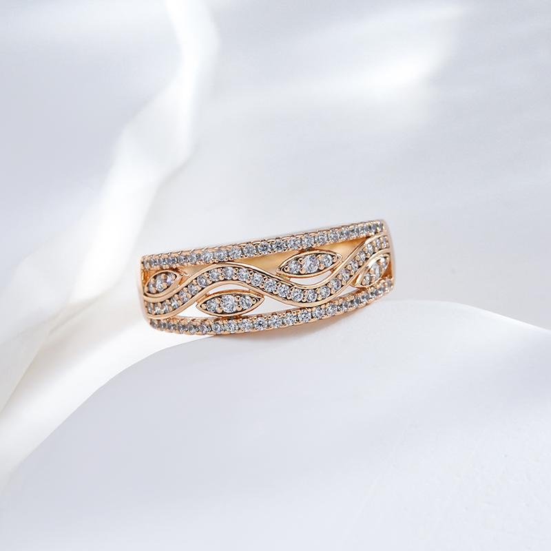 Neues Einzigartiges Design Roségold Farbe Ringe für Damen Mädchen Mode Geometrisch Natürlicher Zirkon Hohe Qualität Täglicher Schmuck