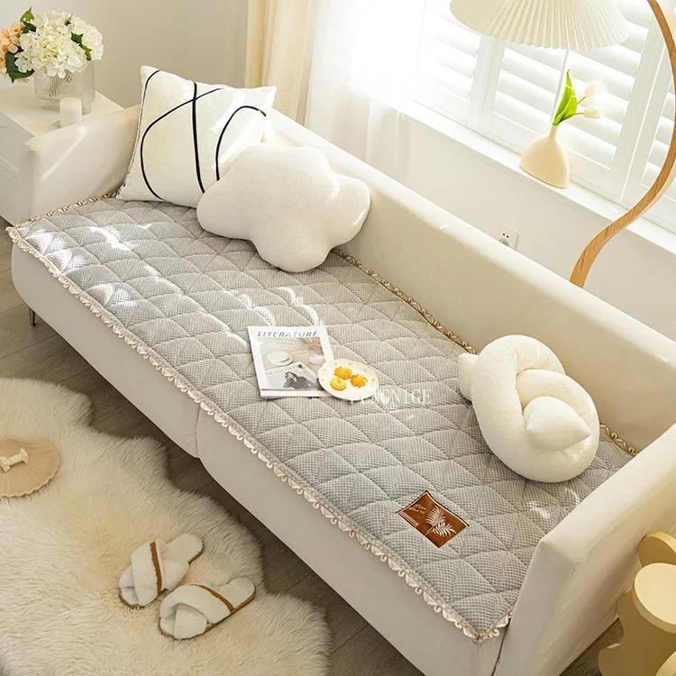 

Однотонная подушка для дивана из шенилла, защитный чехол для дивана, современный чехол для дивана, устойчивый к царапинам от кошек, нескользящий, утолщенный, для дома, гостиной 50x50cm 1pcs