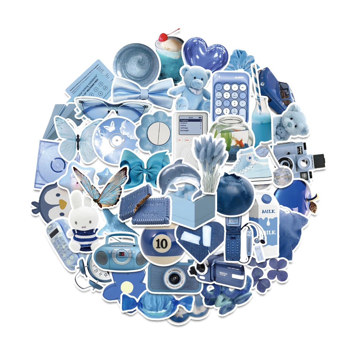 

50 Милых Голубых Наклеек в Стиле ИНС Ветер Граффити Наклейки Водонепроницаемые Декоративные Наклейки для Водяной Чашки Мобильного Телефона Детские Наклейки