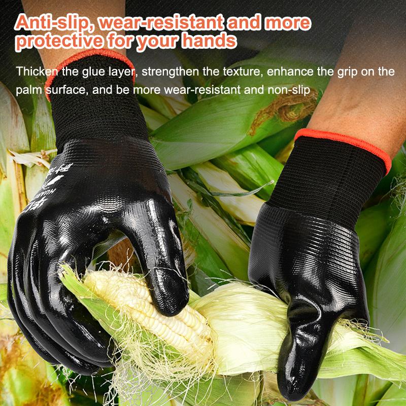 1 pár protiskluzových vodotěsných rukavic s nitrilovým povlakem, odolných proti oleji/vodě a prořezu, pracovní rukavice pro opravy, rybaření, bezpečnostní rukavice