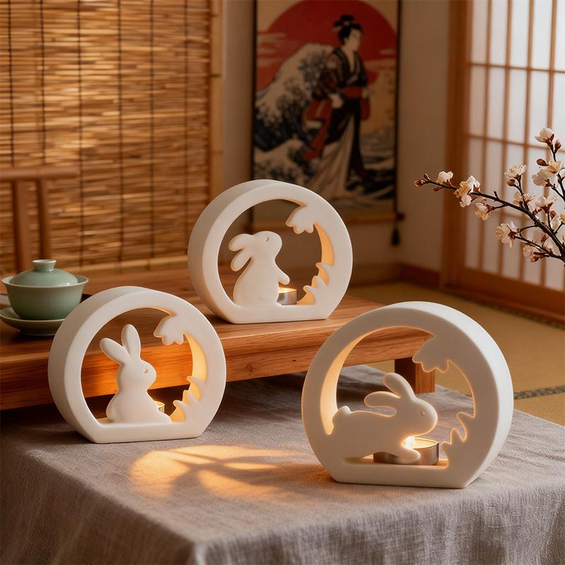 Easter Bunny Hollow Candle Holder Mold | Silicone Casting Mold For Desktop Decoration, No Electricity Needed