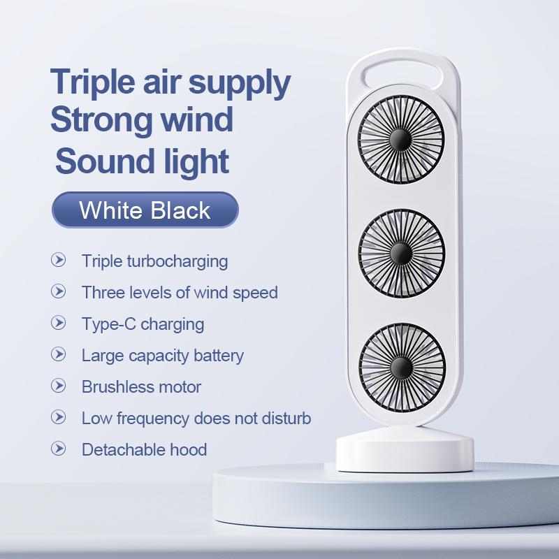 

Настольный вентилятор с тремя воздуховыпускными отверстиями, USB-зарядка, регулируемая высокая мощность ветра, удобное охлаждающее оборудование для кемпинга на открытом воздухе