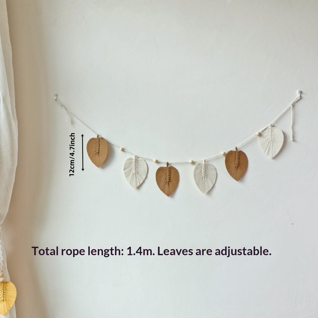 Wall Hanging Boho Handmade Cotton Rope Leaf Tapestry Macrame Wall Decor for Living Room Bedroom Minimalist Home Decoration 140cm