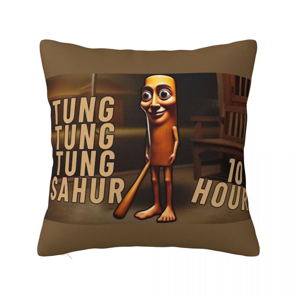 Tung Tung Tung Sahur Square Pillow Case Italian Brainrot Meme Cushion Covers Fashion Decorative Pillowcover for Seat 18