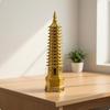 Copper Decorative Tower 13 Tier Pagoda Model Gold Metal Finish for Home Library