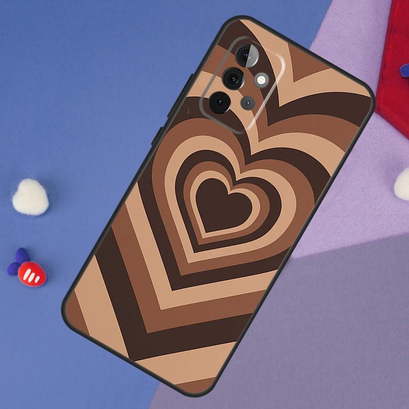 Latte Love Groovy Coffee Heart Pink Case For Samsung Galaxy A14 A56 A36 A26 A16 A06 A54 A34 A12 A32 A52 A13 A33 A53 A15 A35 A55