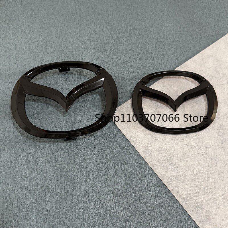 3D ABS Car Front Grille Emblem Tailgate Badge For MAZDA 6 2020 2021 2022 Auto Grille Rear Trunk Black Logo Sticker Accessories
