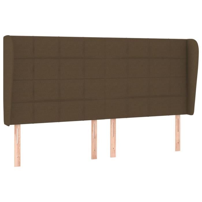 VidaXL Tête de lit avec oreilles Marron foncé 203x23x118-128 cm Tissu3117981