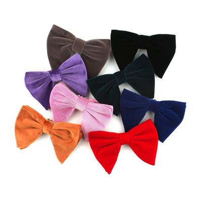 Męska duża aksamitna wstępnie zawiązana mucha jaskółczy ogon - Retro smokingowy design