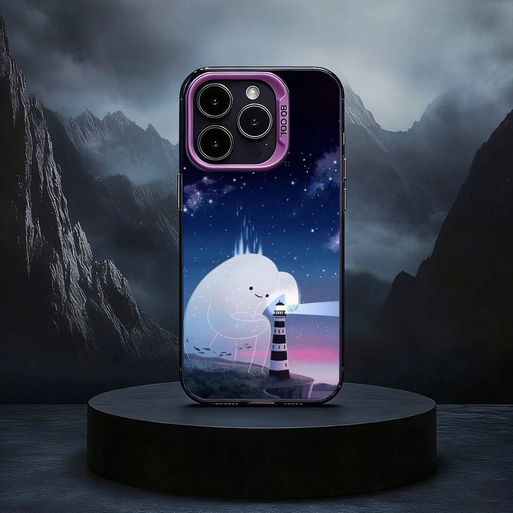 Cartoon Art Lighthouse Black Candy silver phone case Phone Case For iPhone17,16,15,14,13,12,11 Plus,Pro Max