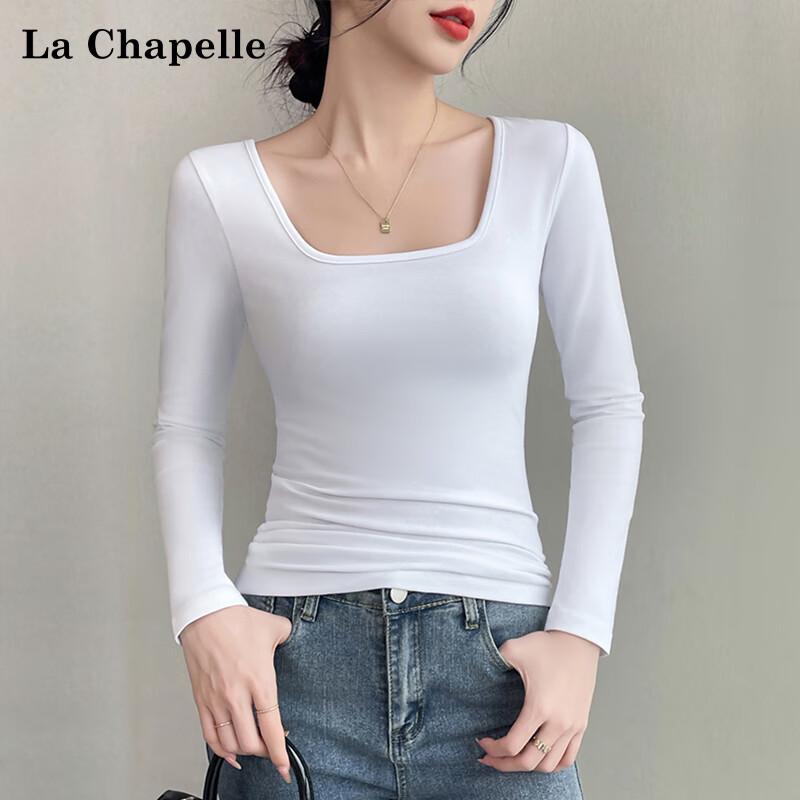 La Chapelle Women's Pure Cotton Square Neck Long Sleeve T-Shirt