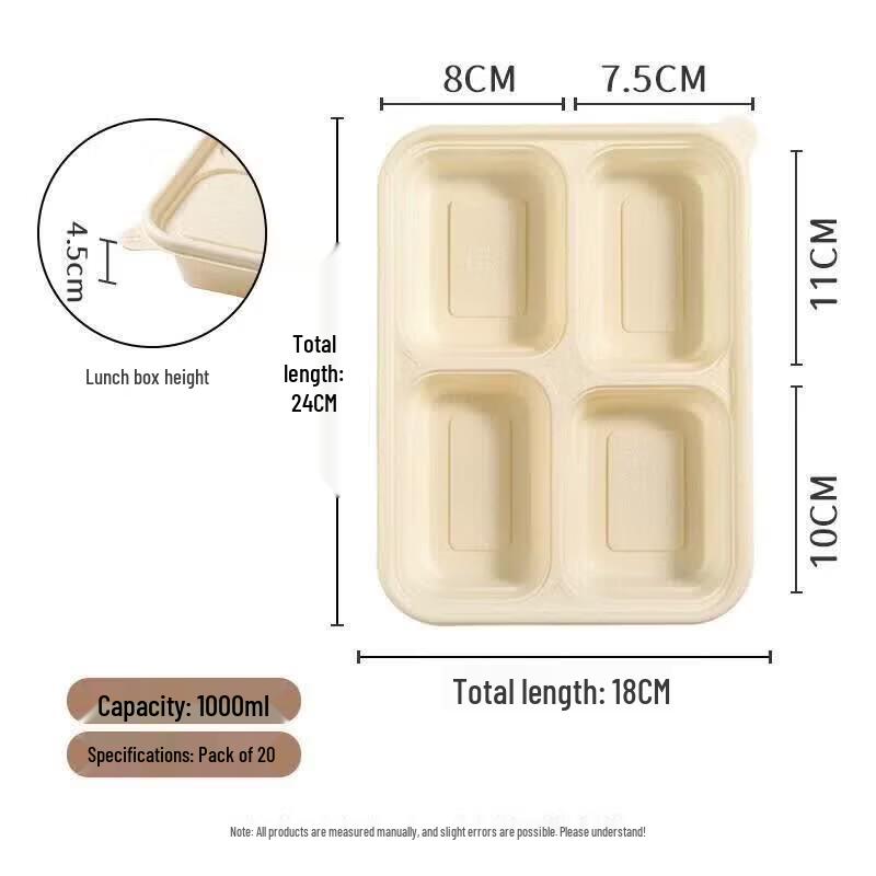 ZISIZ Disposable 4-Compartment Meal Box