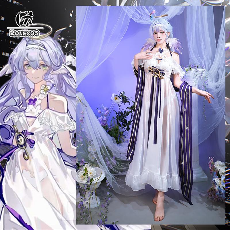 Spiel Honkai Star Rail Fanart Robin Cosplay Kostüm Robin Sommer Badeanzug Halloween Weiß Damenkleid