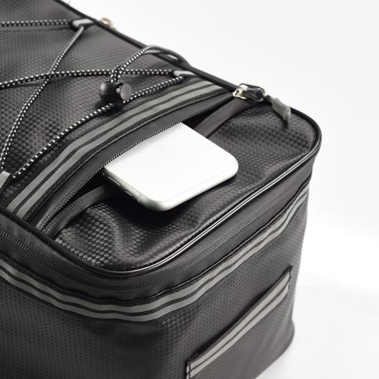 12L/15L Portable Rear Seat Bag Reflective Faux Leather Lengthen Tie Belt Bike Trunk