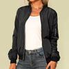 Spring Autumn Women's Solid Color O-neck Zipper Women's Jackets Vintage Long Sleeve Cool Girl Jacket Daily Black Casual Ladies Clothing