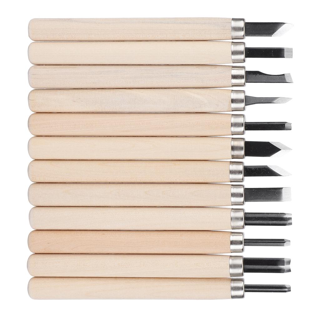 12Pcs Wood Carving Tool Set 55# Steel Sculpture Knife with Storage Box for Soft Materials