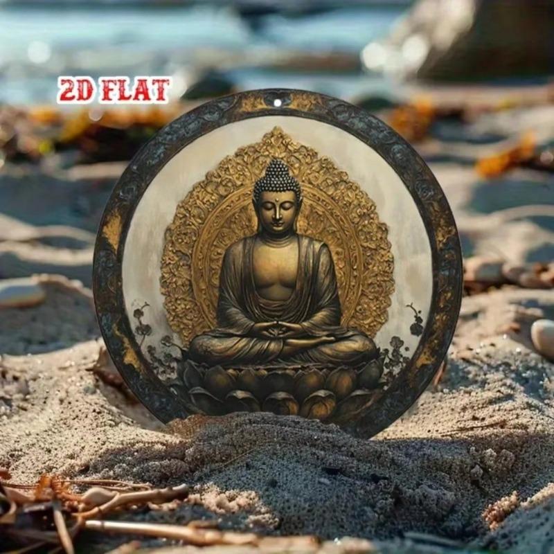 Arte da Parete in Metallo di Alluminio Buddha Meditazione Vintage per Arredamento Casa Caffè
