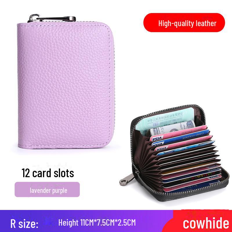 Schlankes, diebstahlsicheres Kartenetui aus echtem Leder für Herren und Damen mit großer Kapazität und Anti-Entmagnetisierungsfunktionen